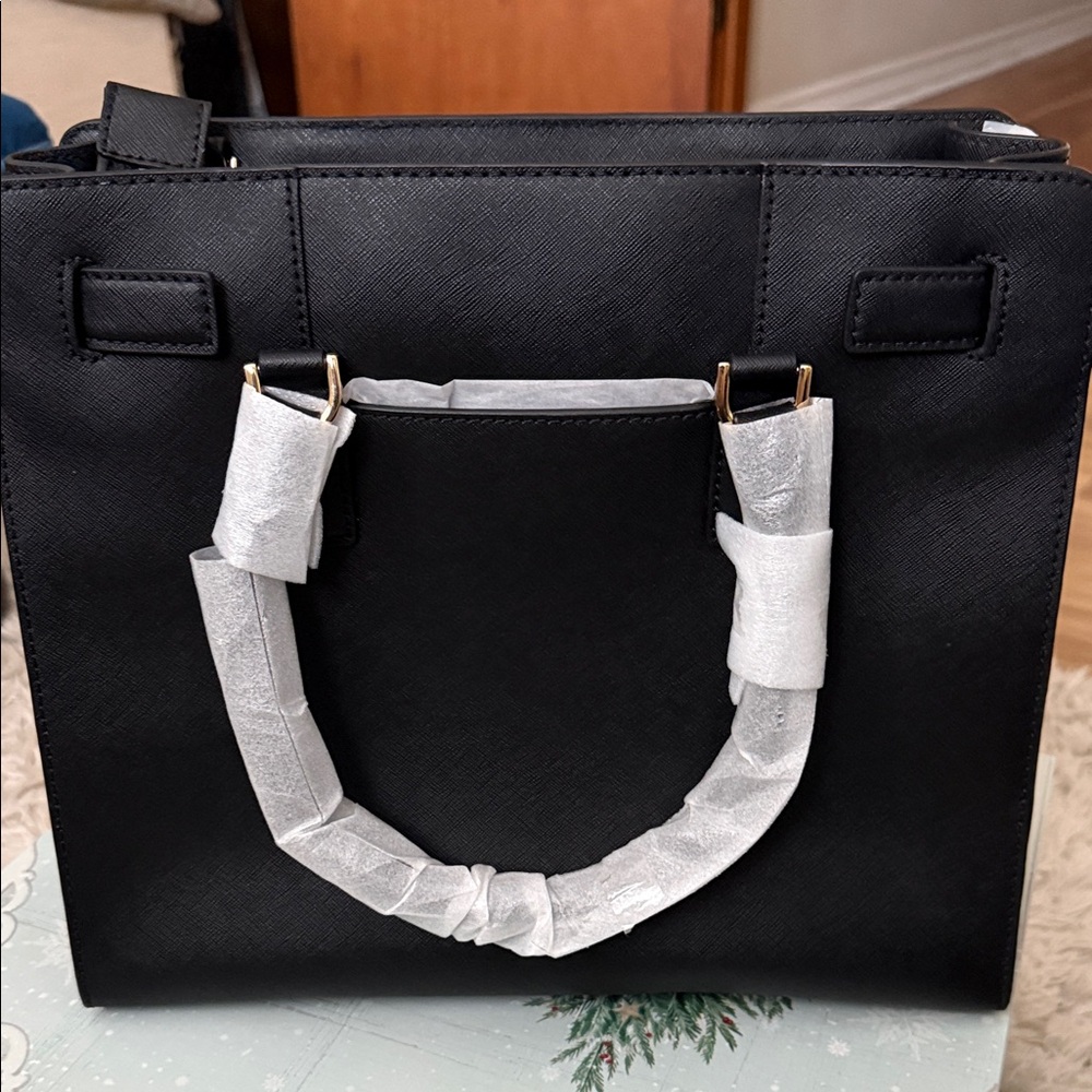 Michael Kors Black Satchel with Gold Accents LARGE - Picture 2 of 5